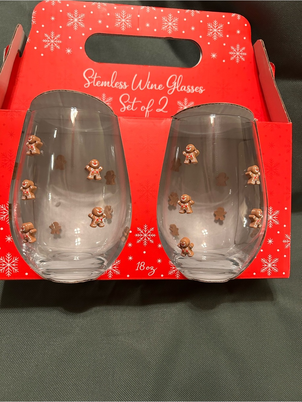 Holiday Gingerbread Stemless Wine Glasses - Set of 2